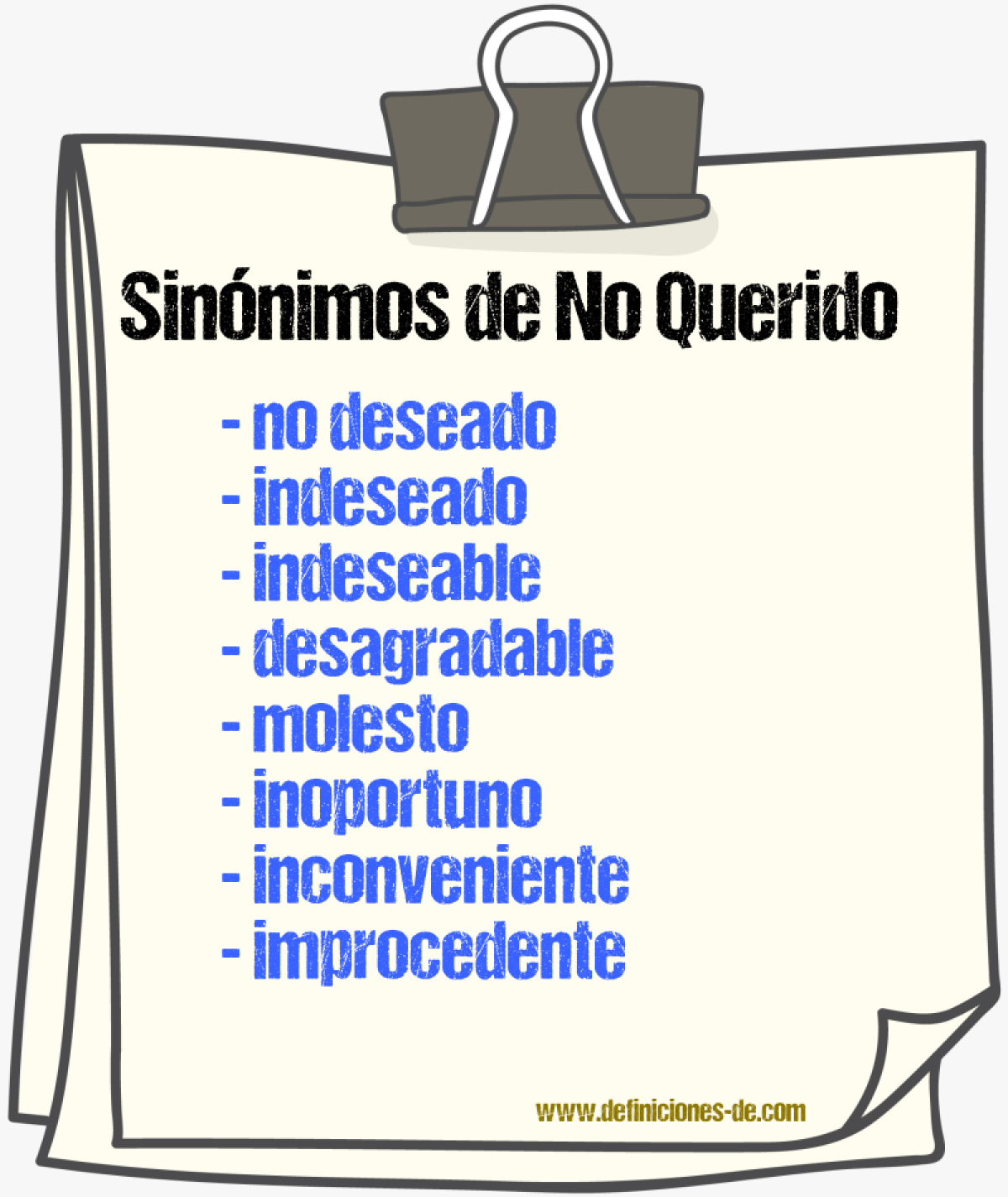Sinónimos de no querido