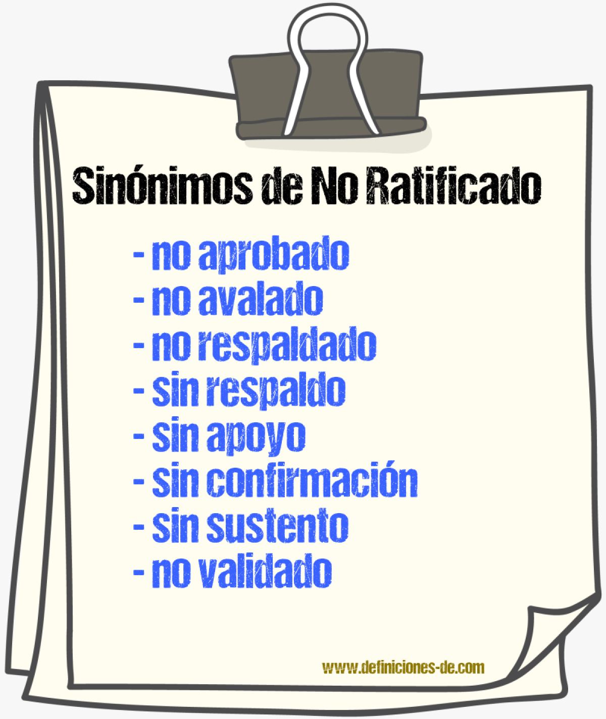 Sinónimos de no ratificado
