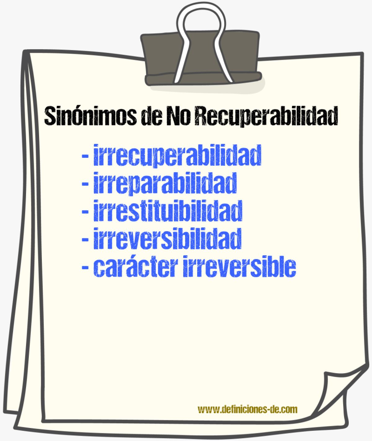 Sinónimos de no recuperabilidad