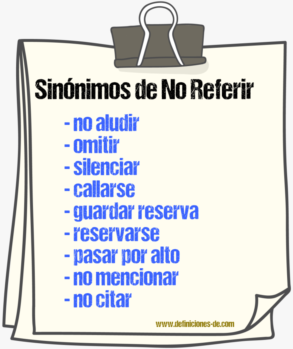 Sinónimos de no referir