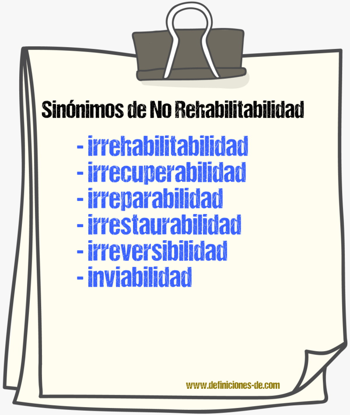 Sinónimos de no rehabilitabilidad