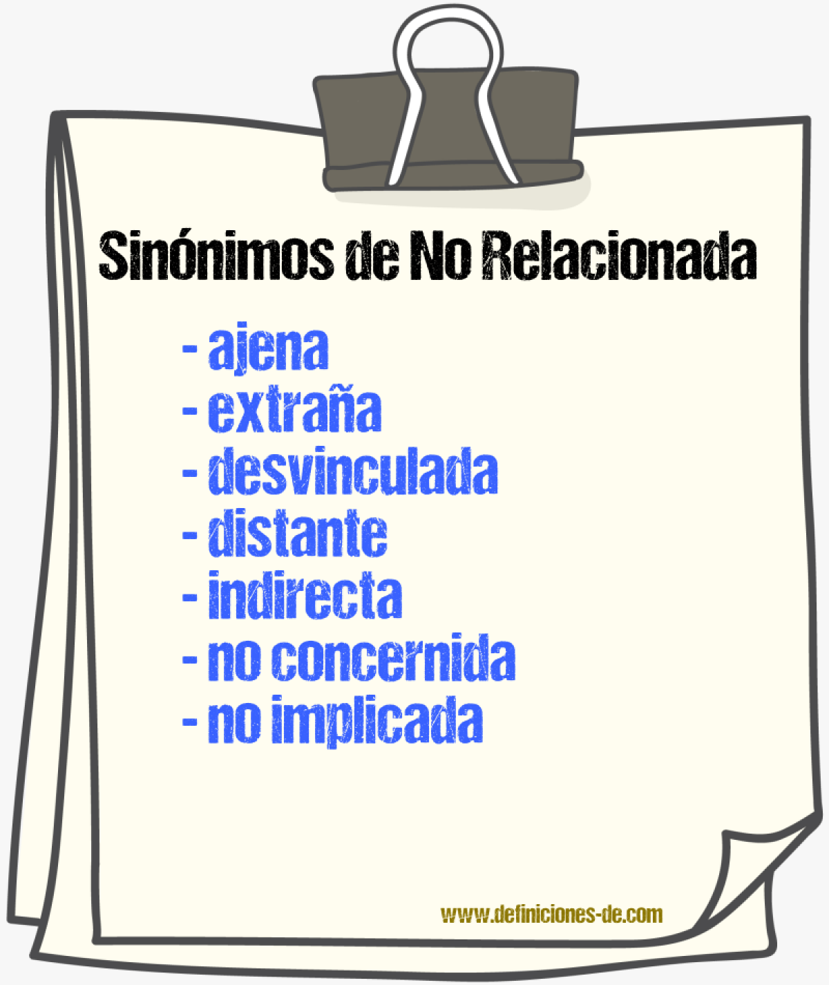 Sinónimos de no relacionada