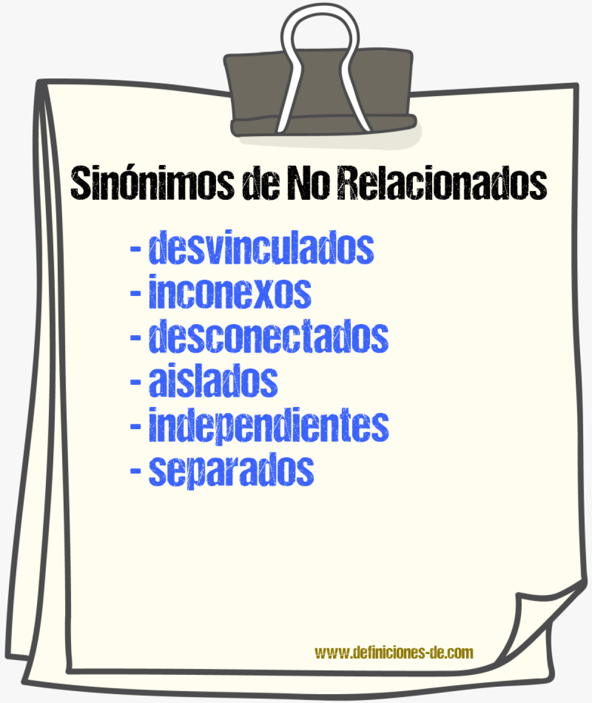 Sinónimos de no relacionados