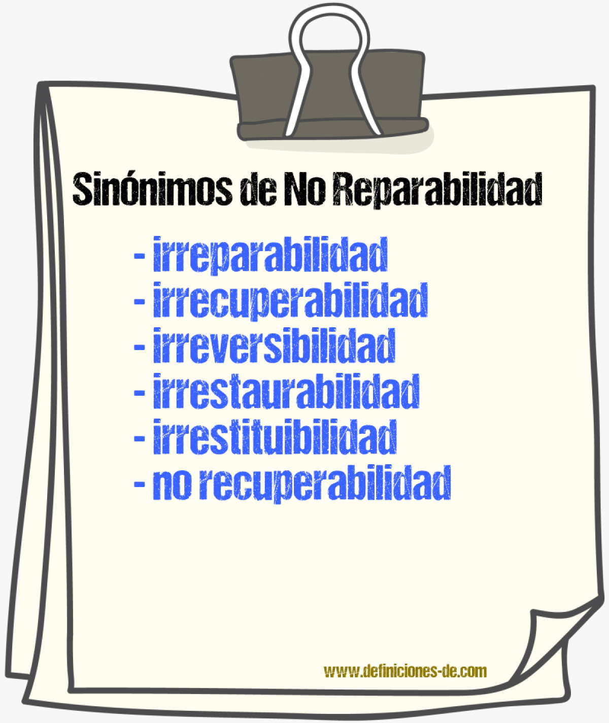 Sinónimos de no reparabilidad