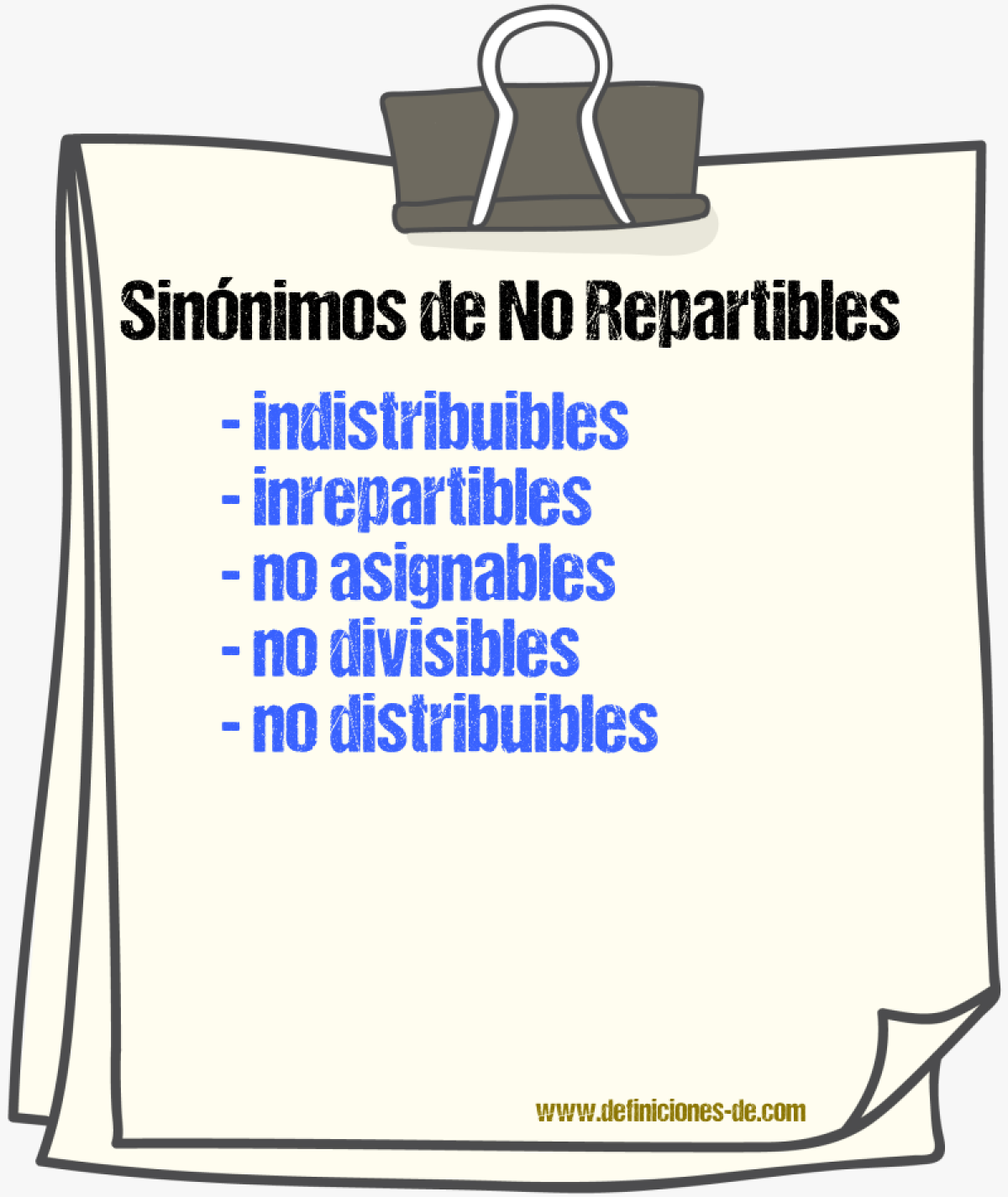 Sinónimos de no repartibles