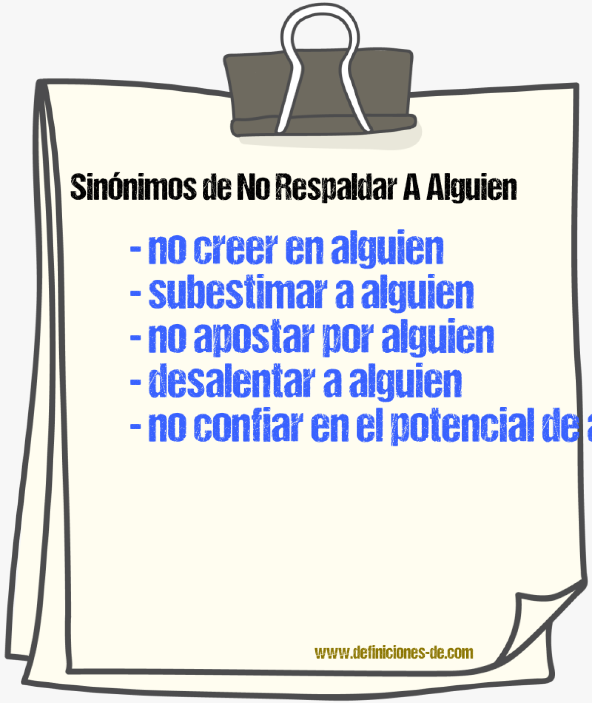 Sinónimos de no respaldar a alguien