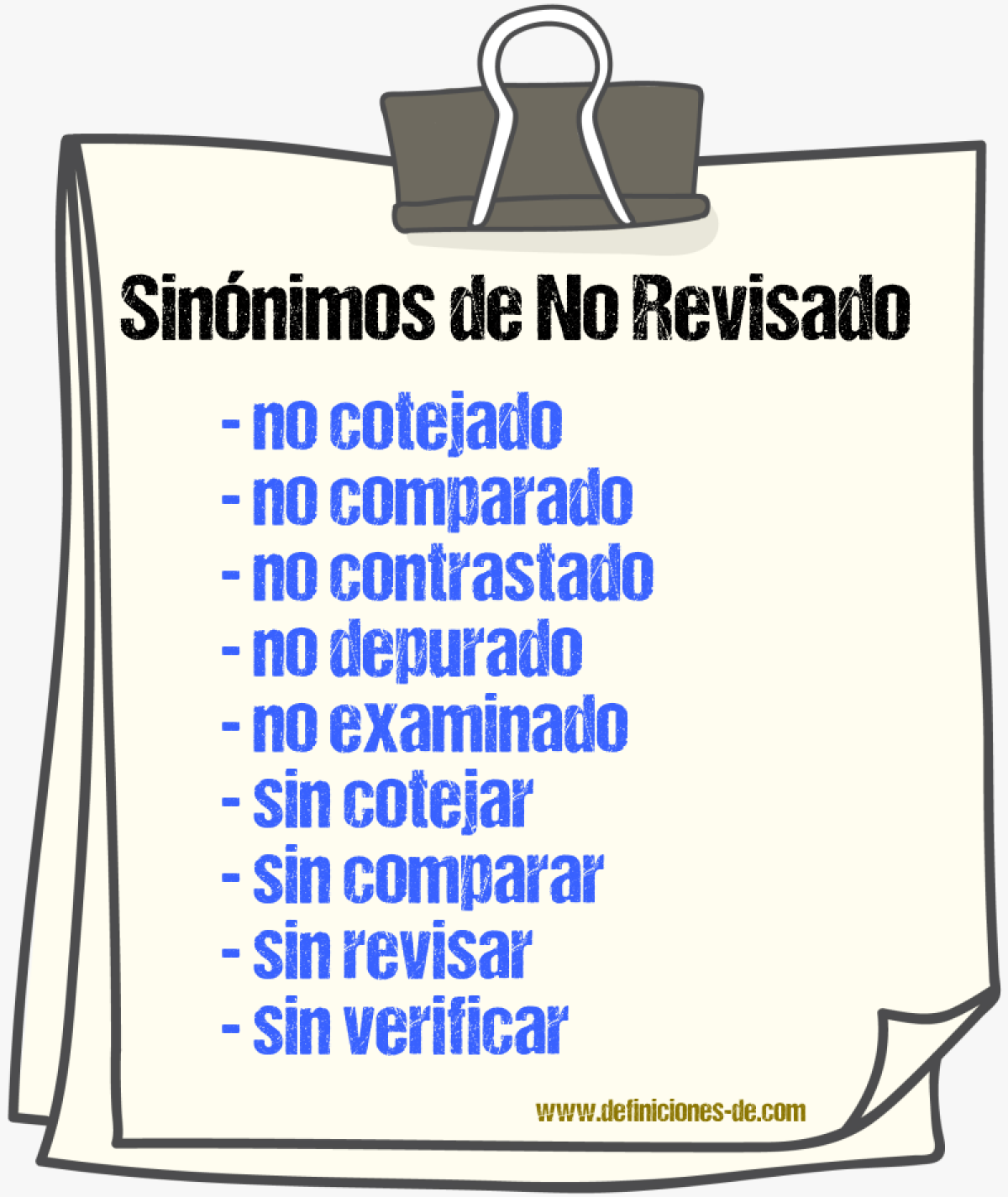 Sinónimos de no revisado