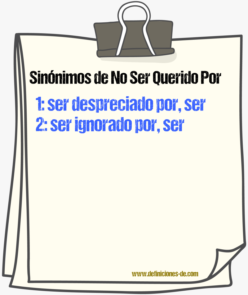 Sinónimos de no ser querido por