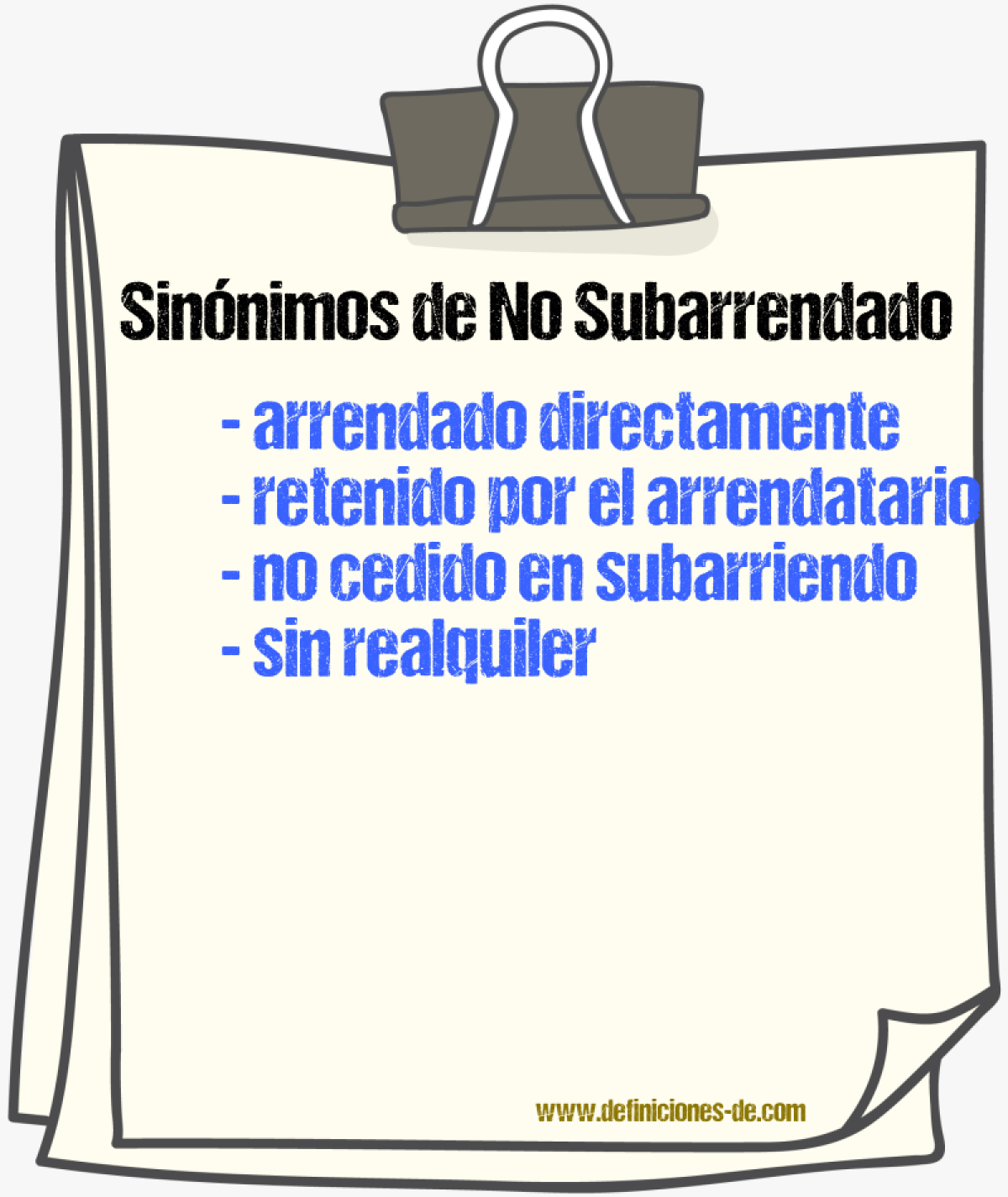 Sinónimos de no subarrendado