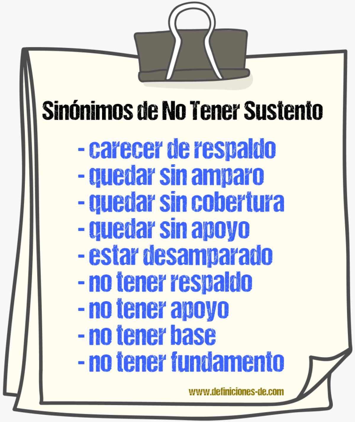 Sinónimos de no tener sustento