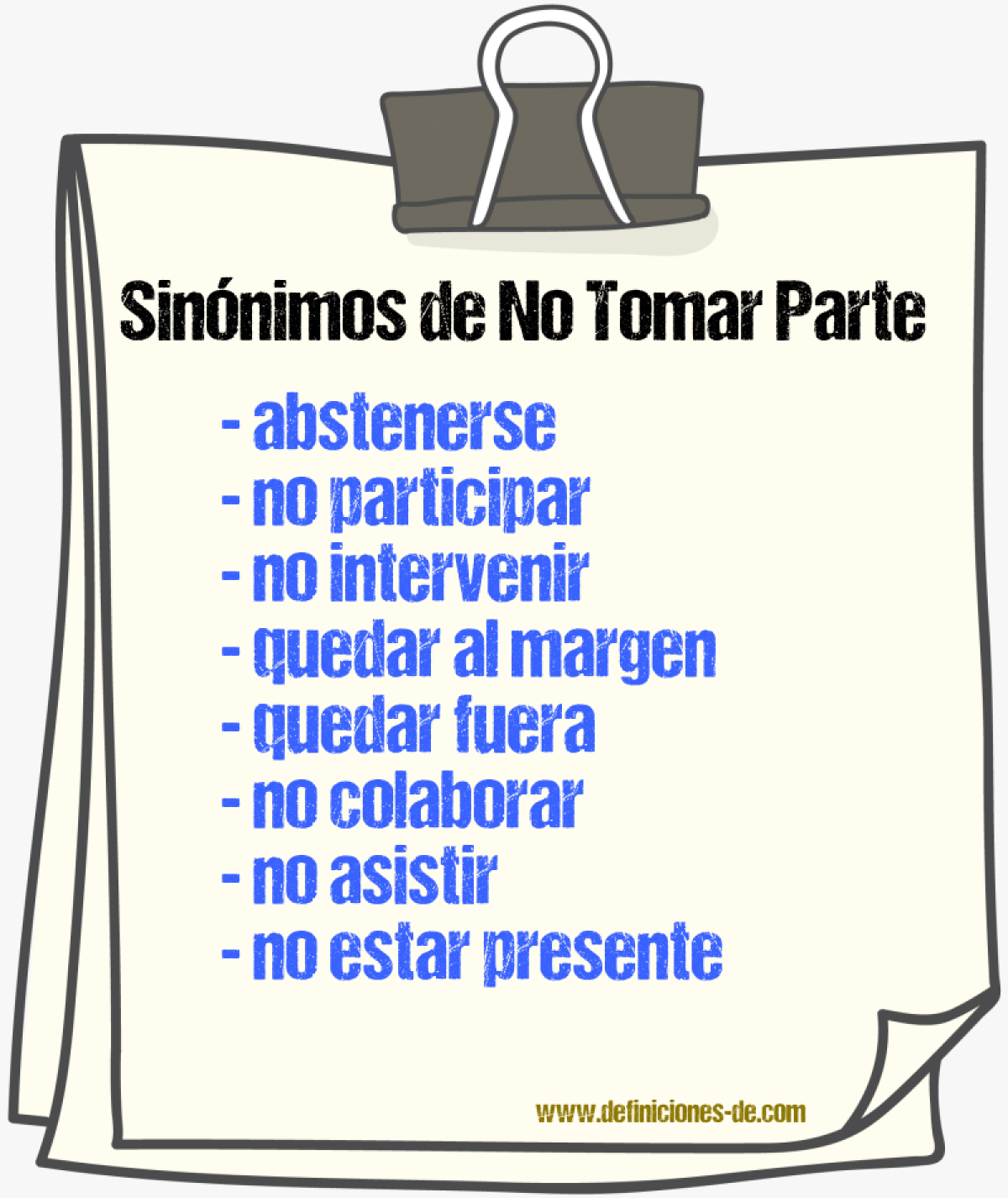 Sinónimos de no tomar parte