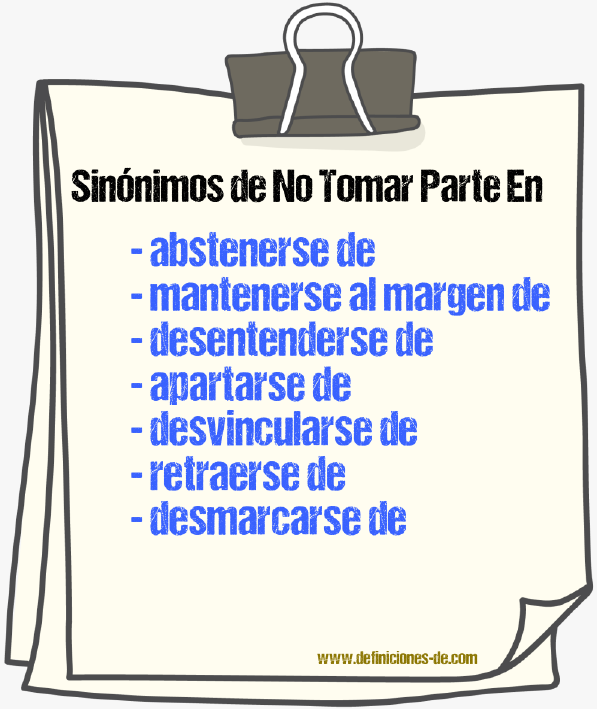 Sinónimos de no tomar parte en