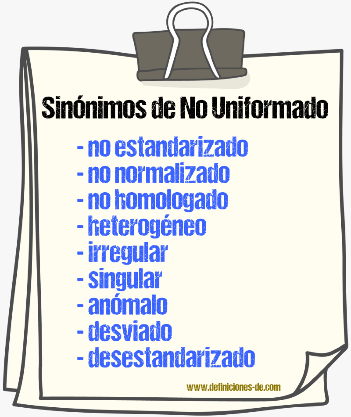 Sinónimos de no uniformado