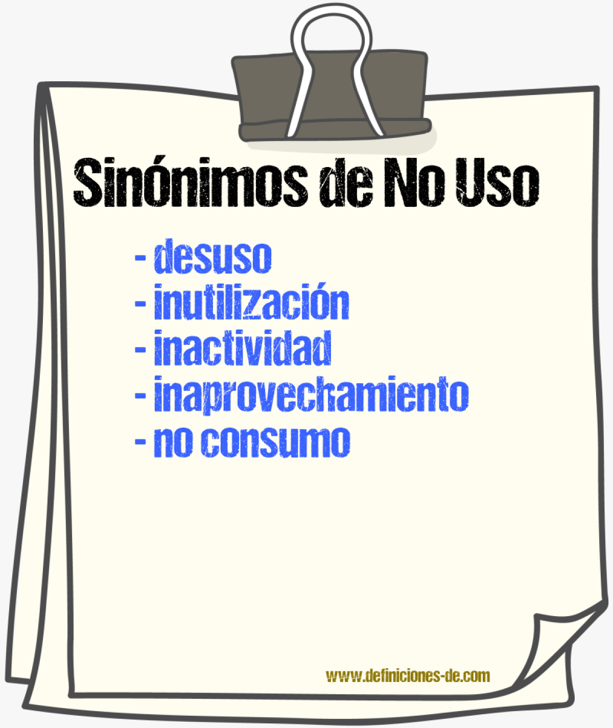 Sinónimos de no uso