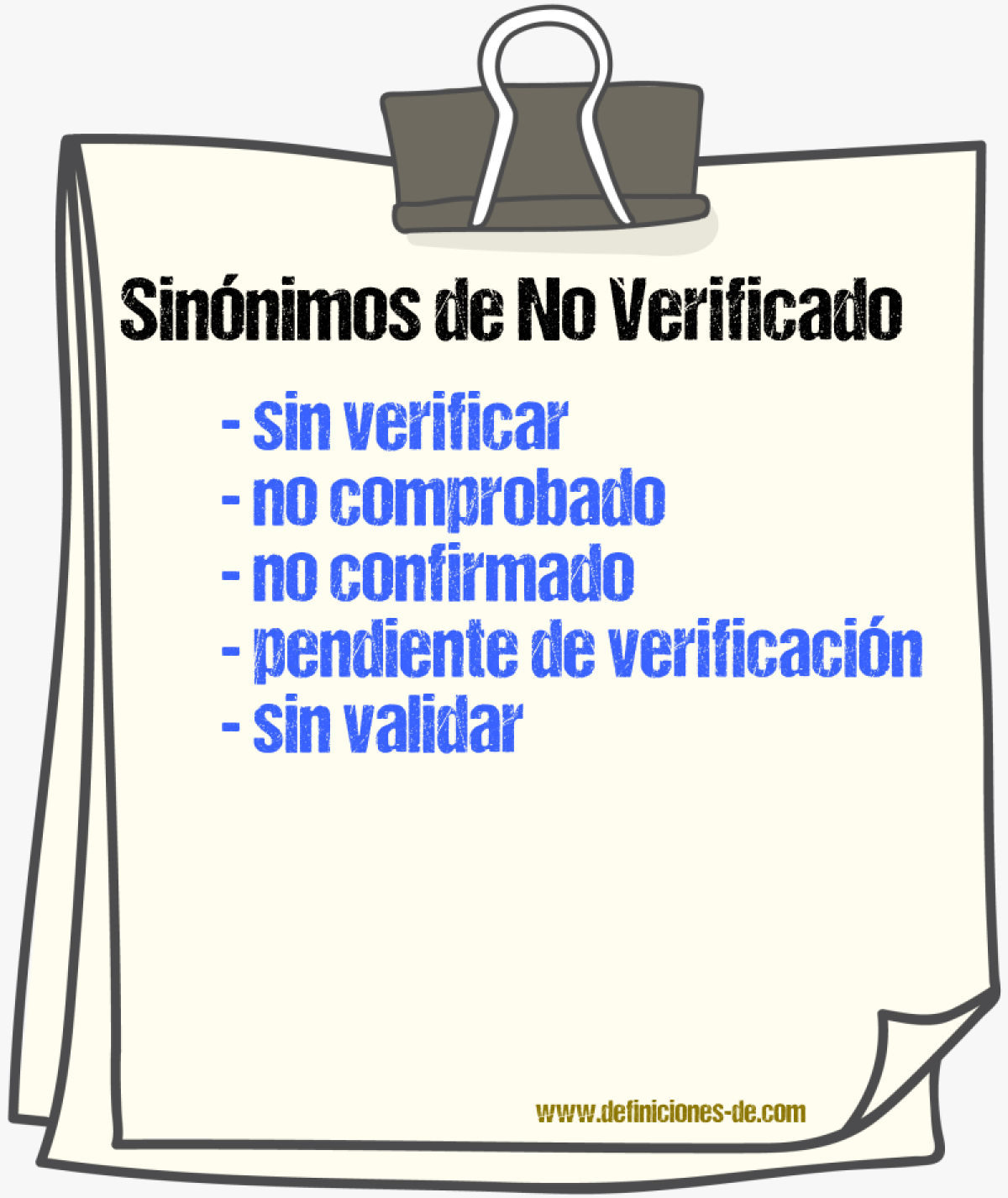 Sinónimos de no verificado