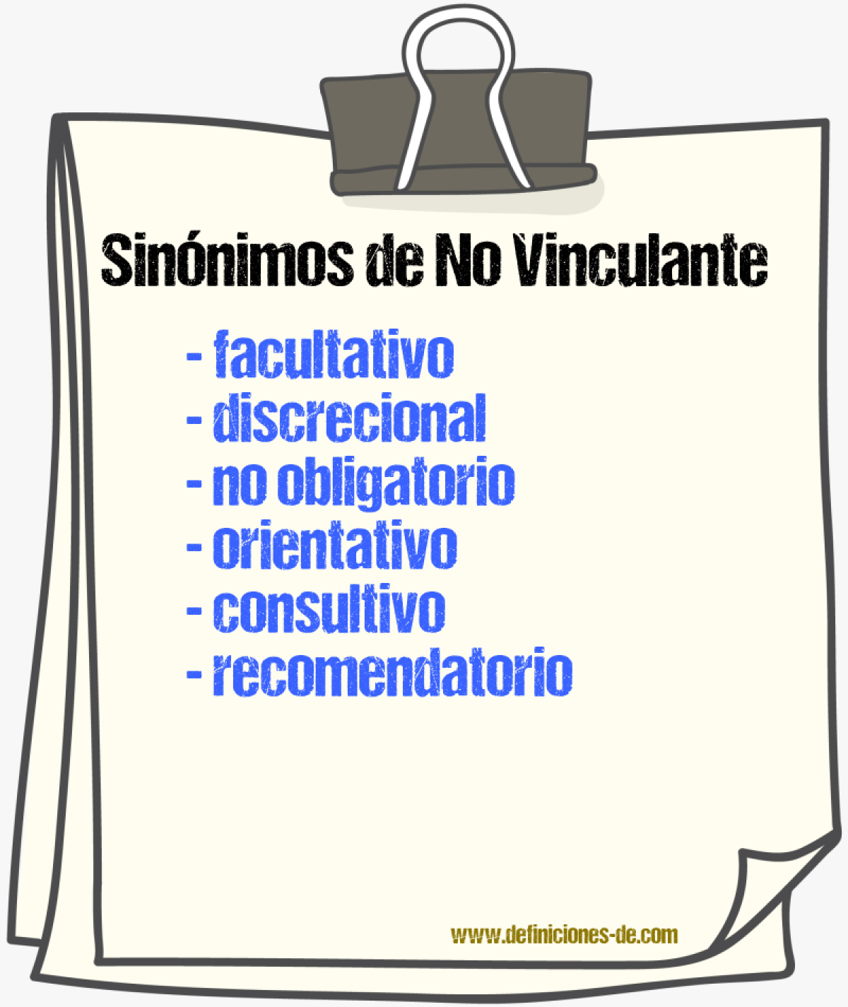 Sinónimos de no vinculante