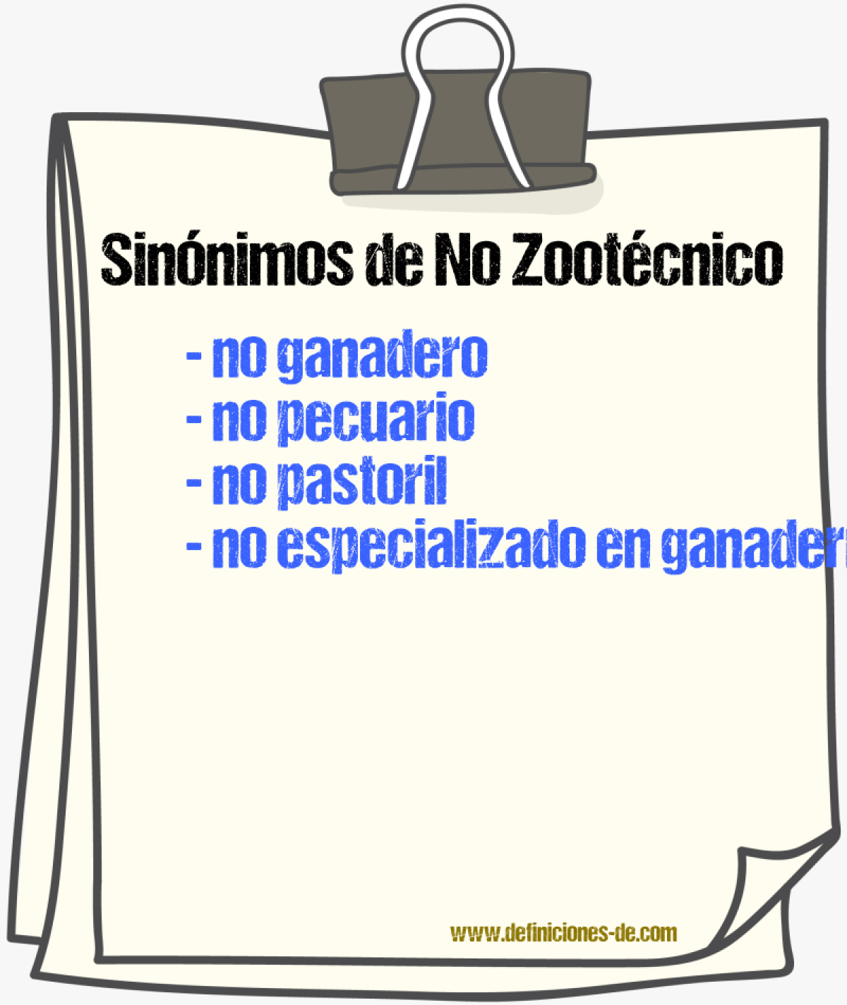 Sinónimos de no zootécnico