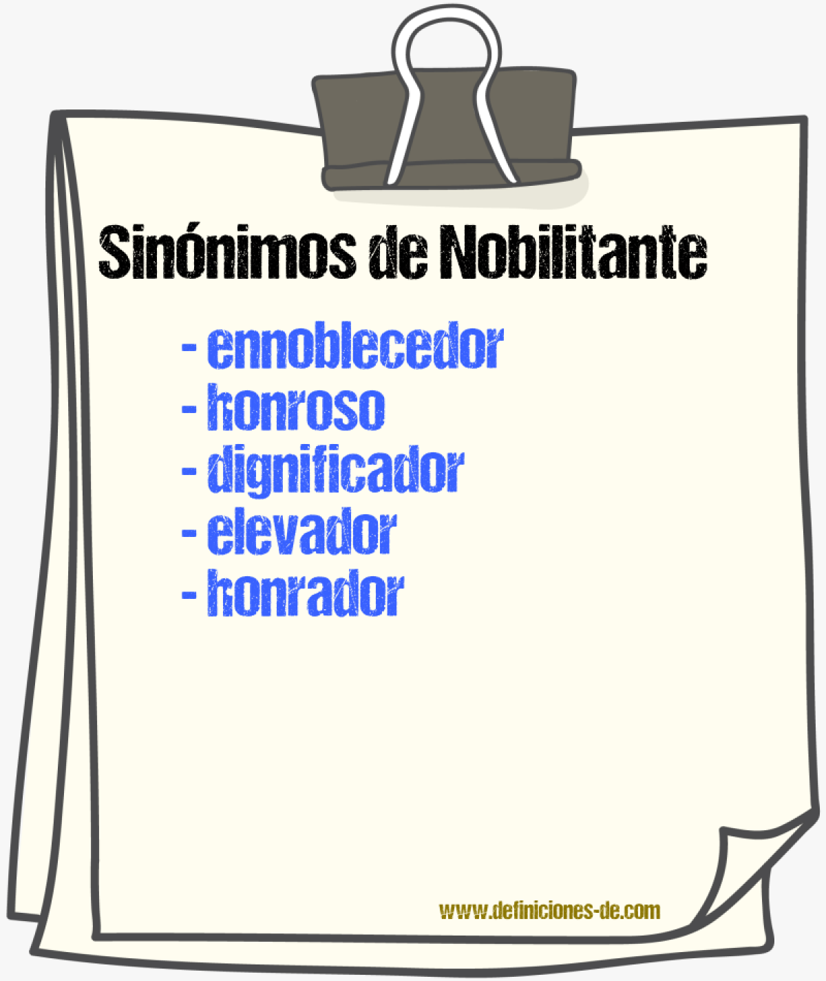 Sinónimos de nobilitante