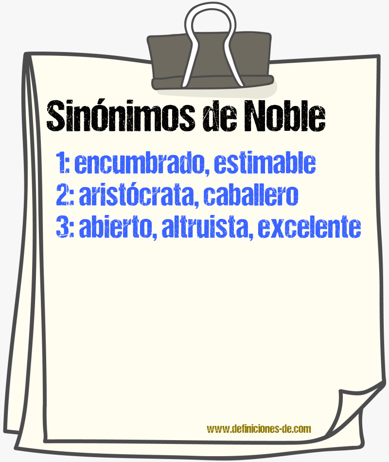 Sinónimos de noble