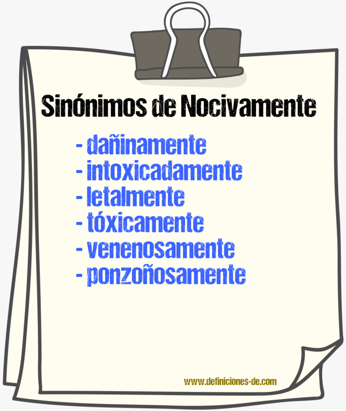 Sinnimos de nocivamente