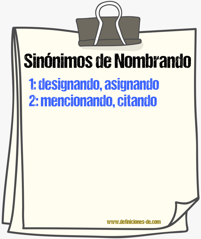 Sinónimos de nombrando