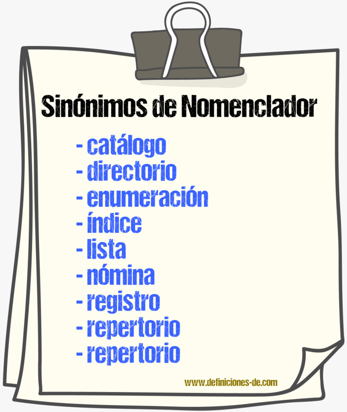 Sinnimos de nomenclador