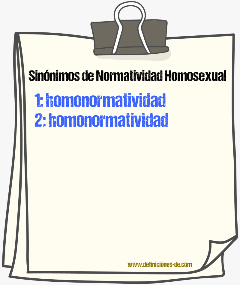 Sinónimos de normatividad homosexual