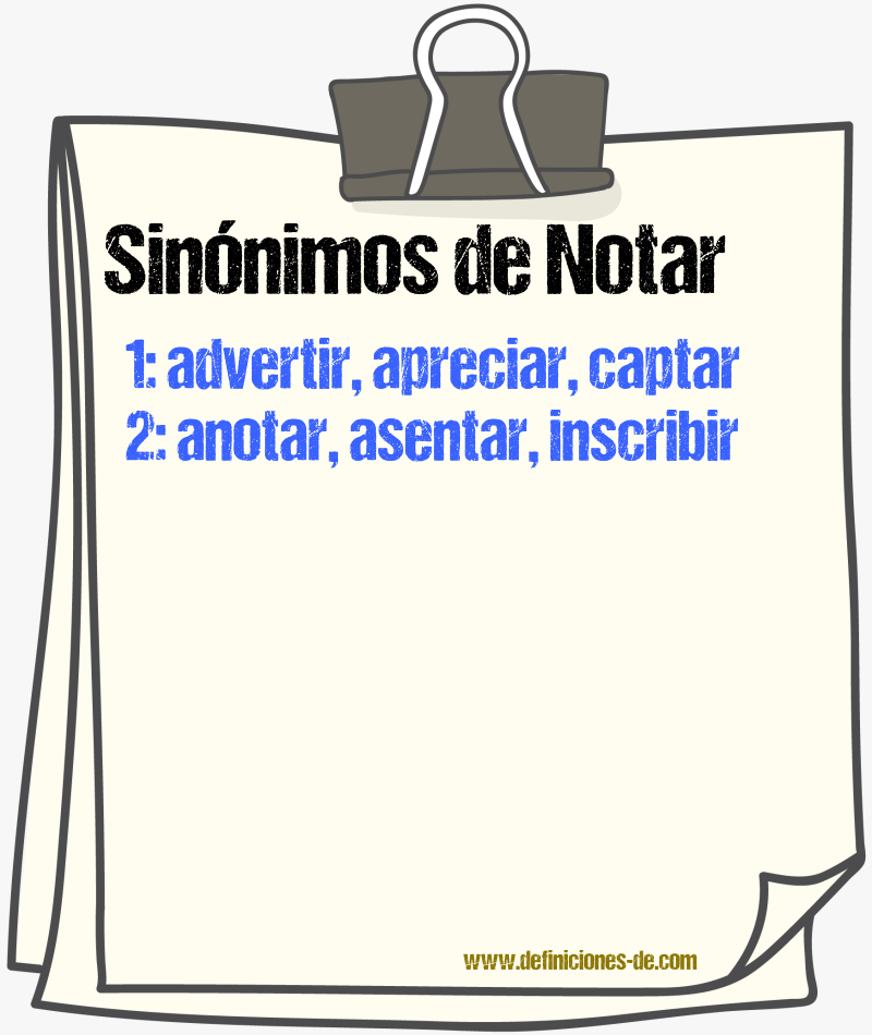 Sinnimos de notar