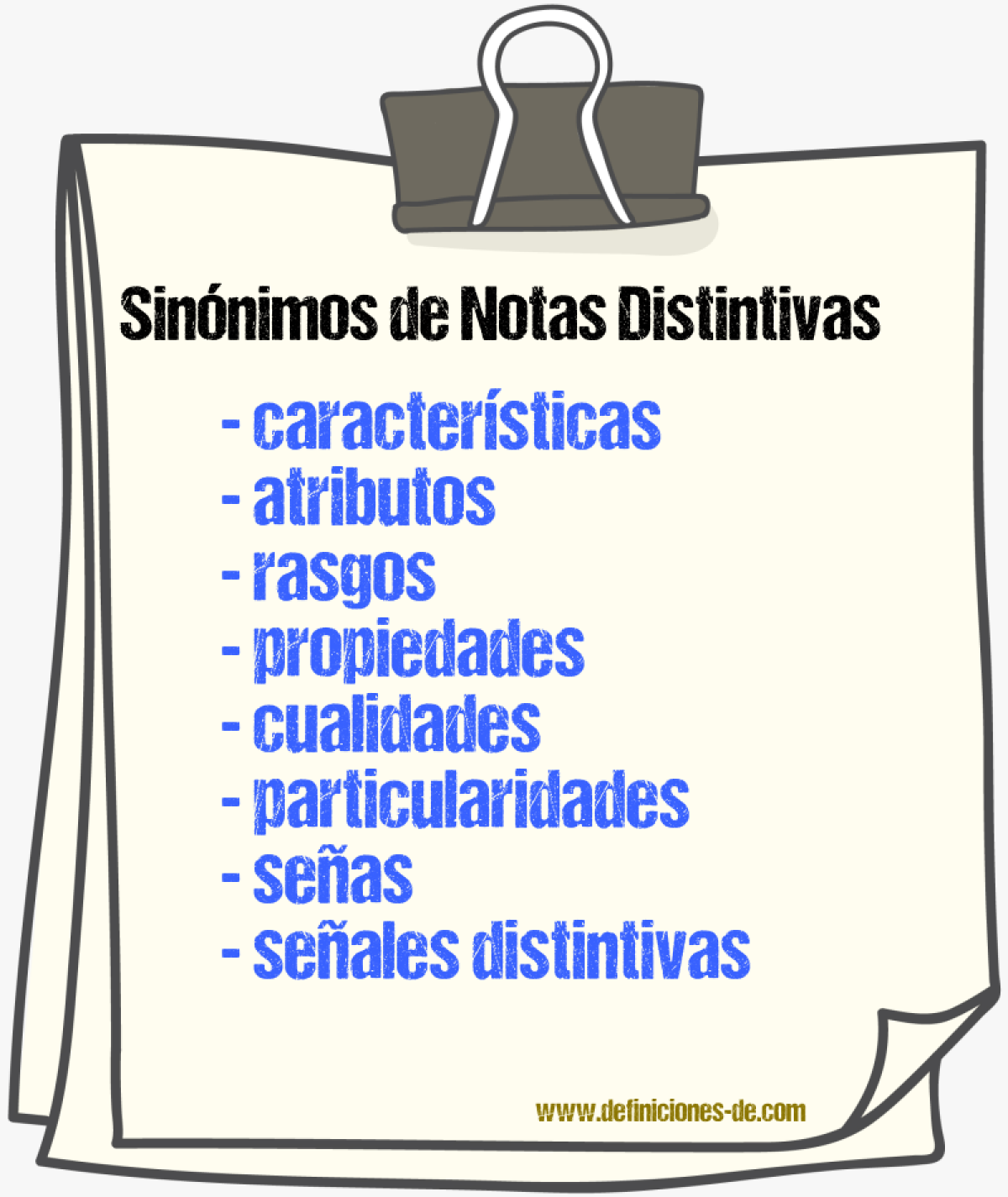 Sinónimos de notas distintivas