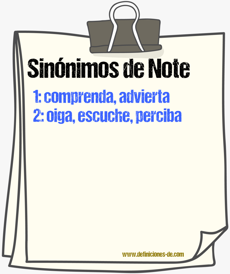 Sinónimos de note