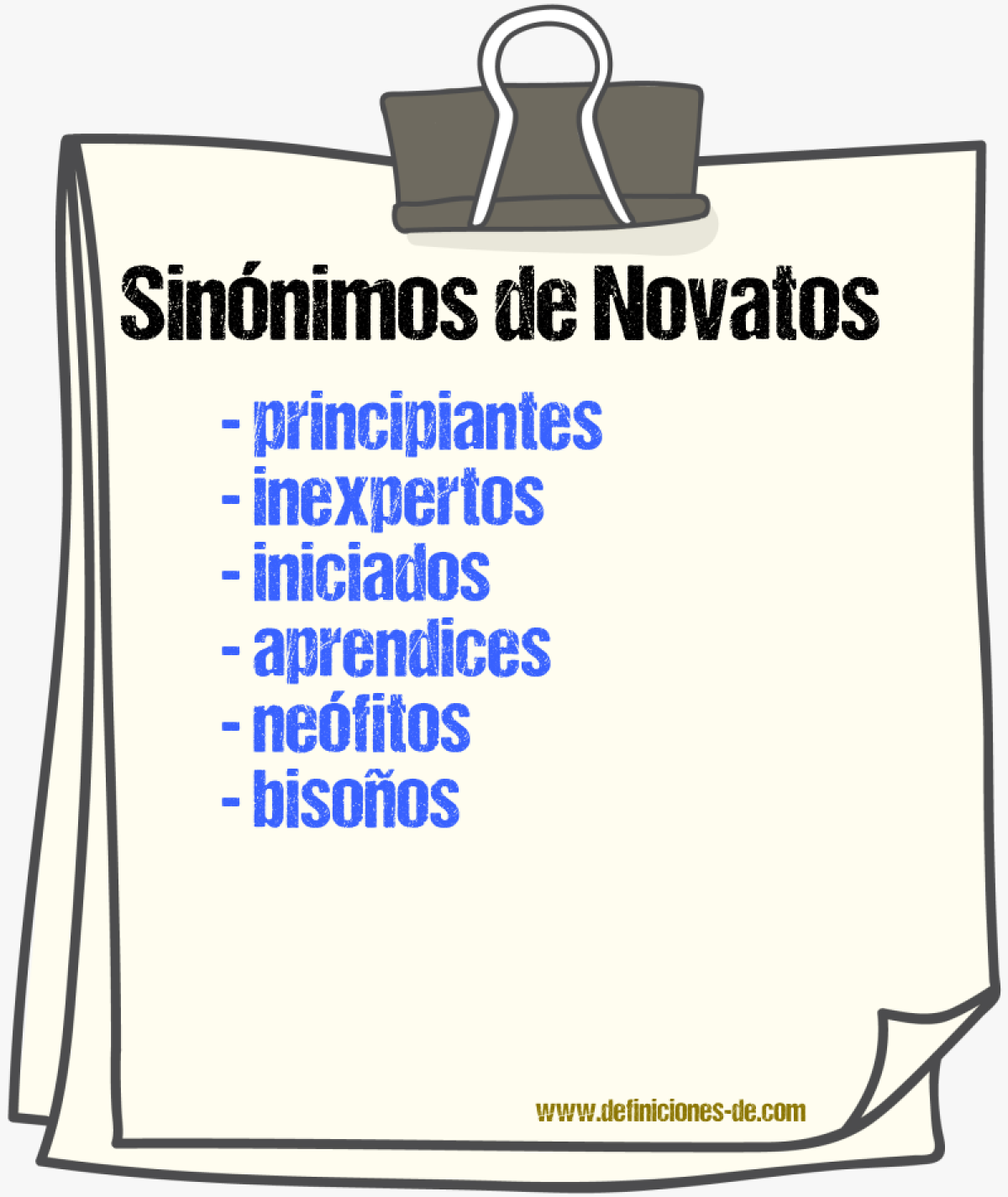 Sinónimos de novatos