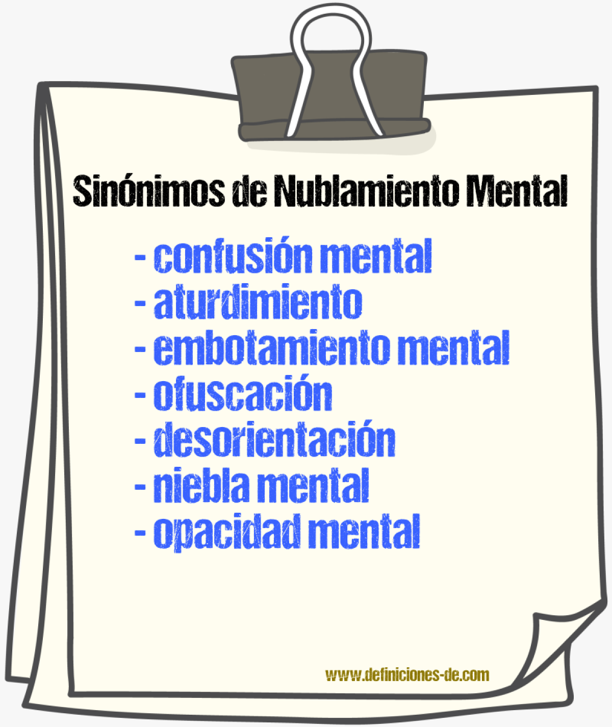 Sinónimos de nublamiento mental