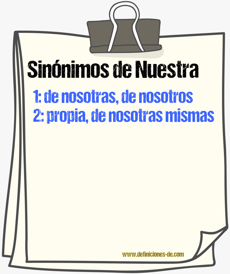 Sinónimos de nuestra
