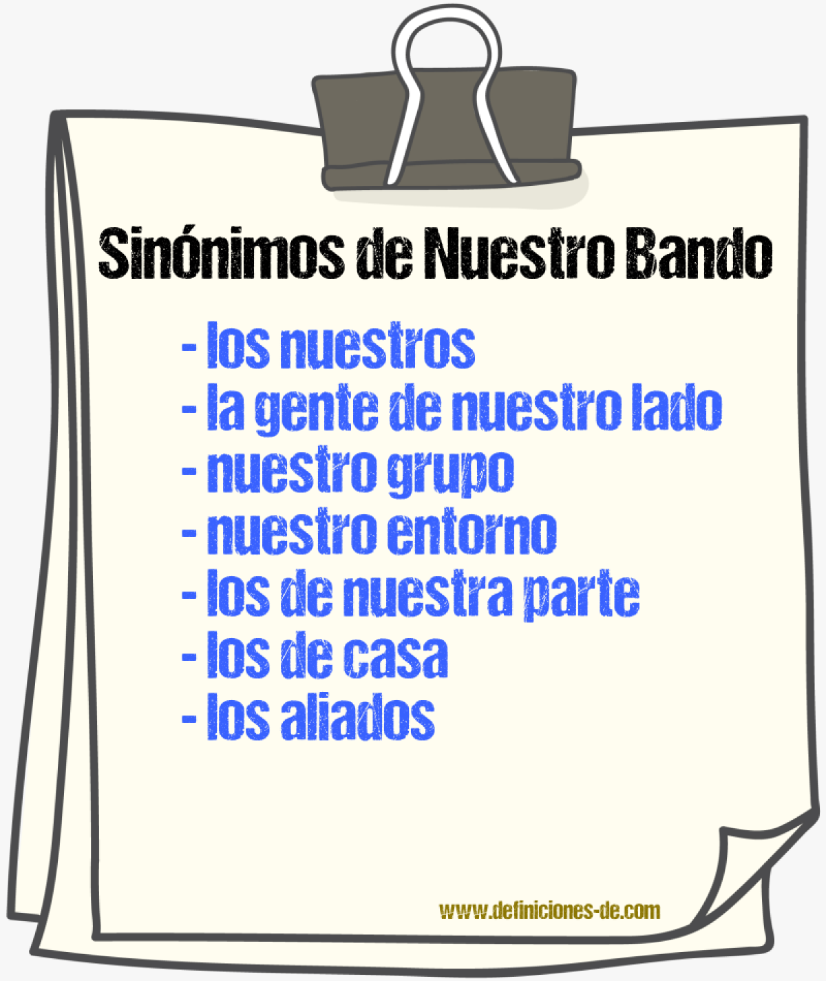 Sinónimos de nuestro bando