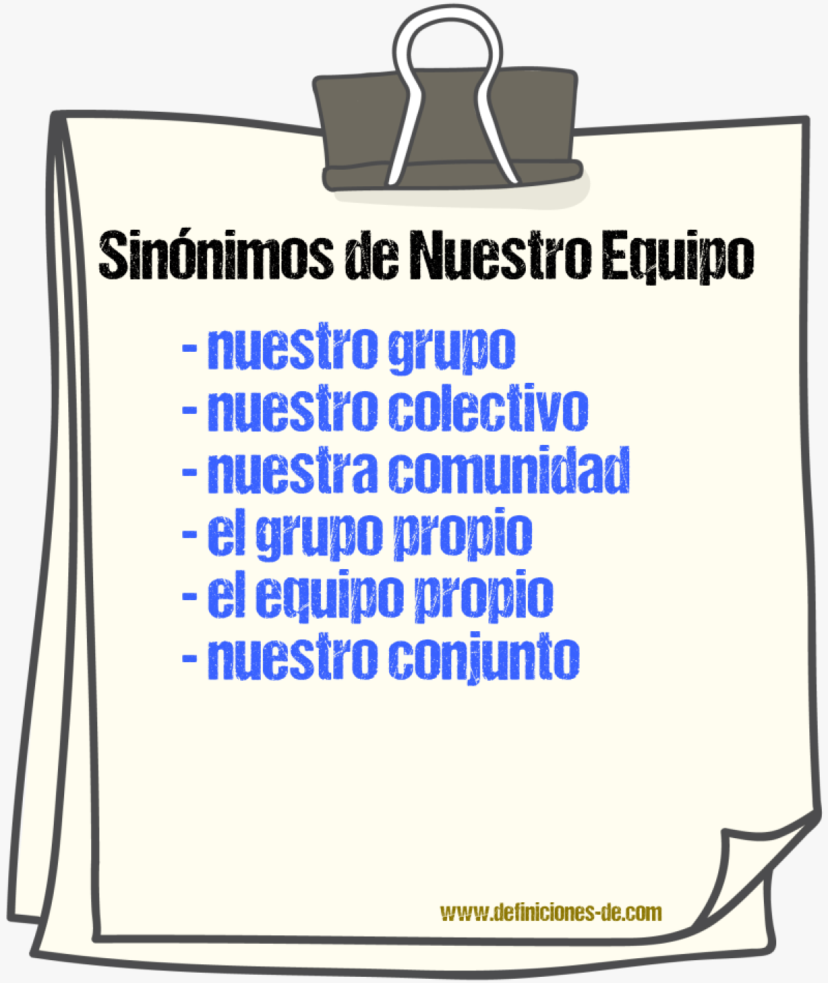 Sinónimos de nuestro equipo