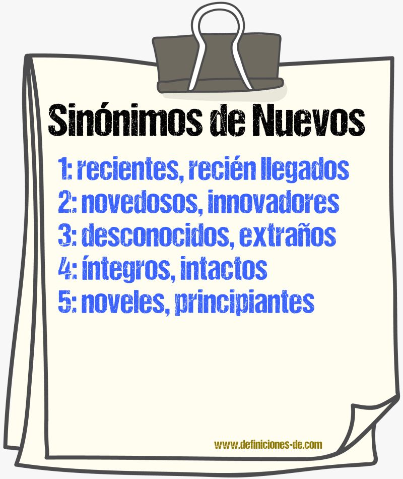 Sinónimos de nuevos