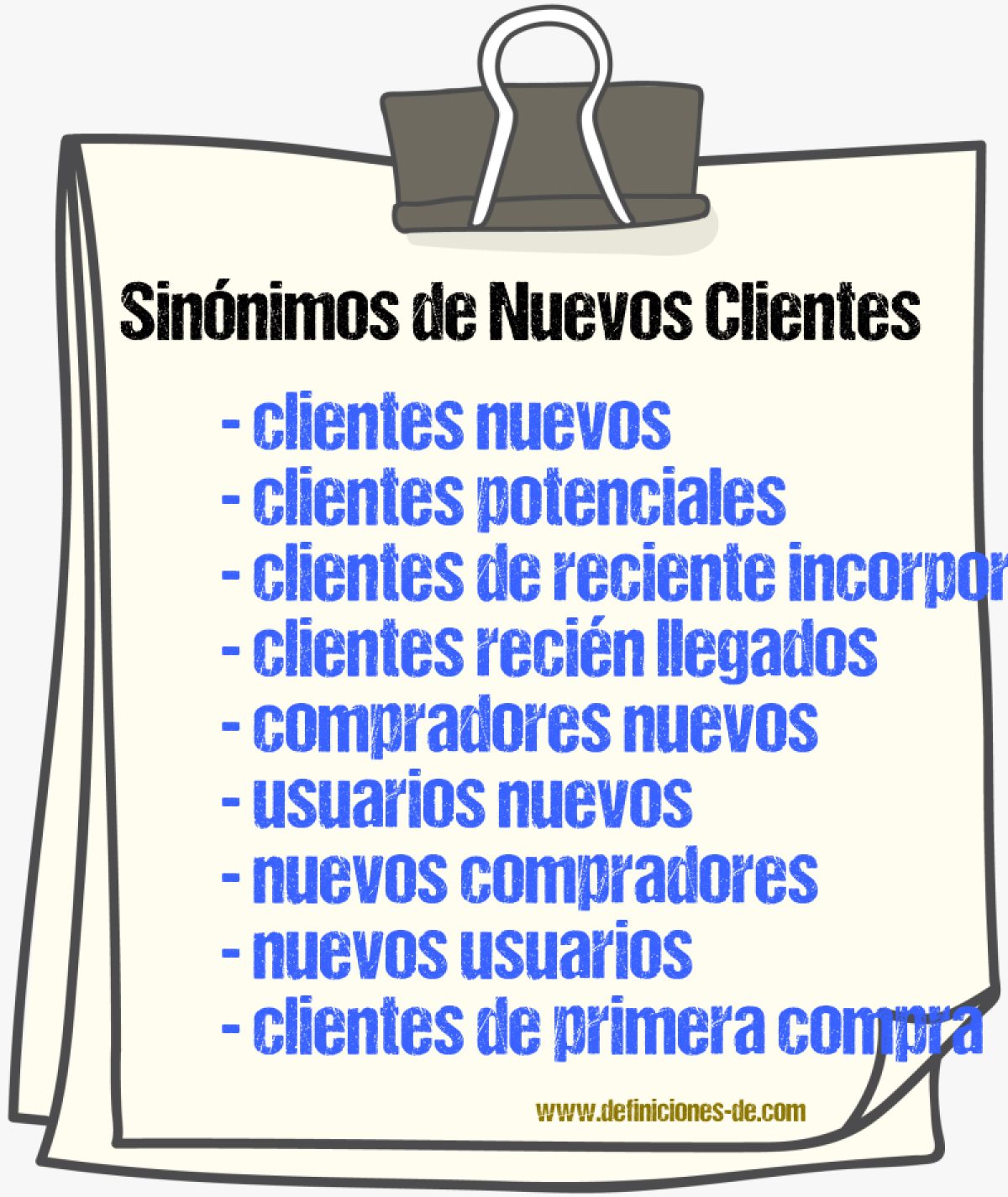 Sinónimos de nuevos clientes