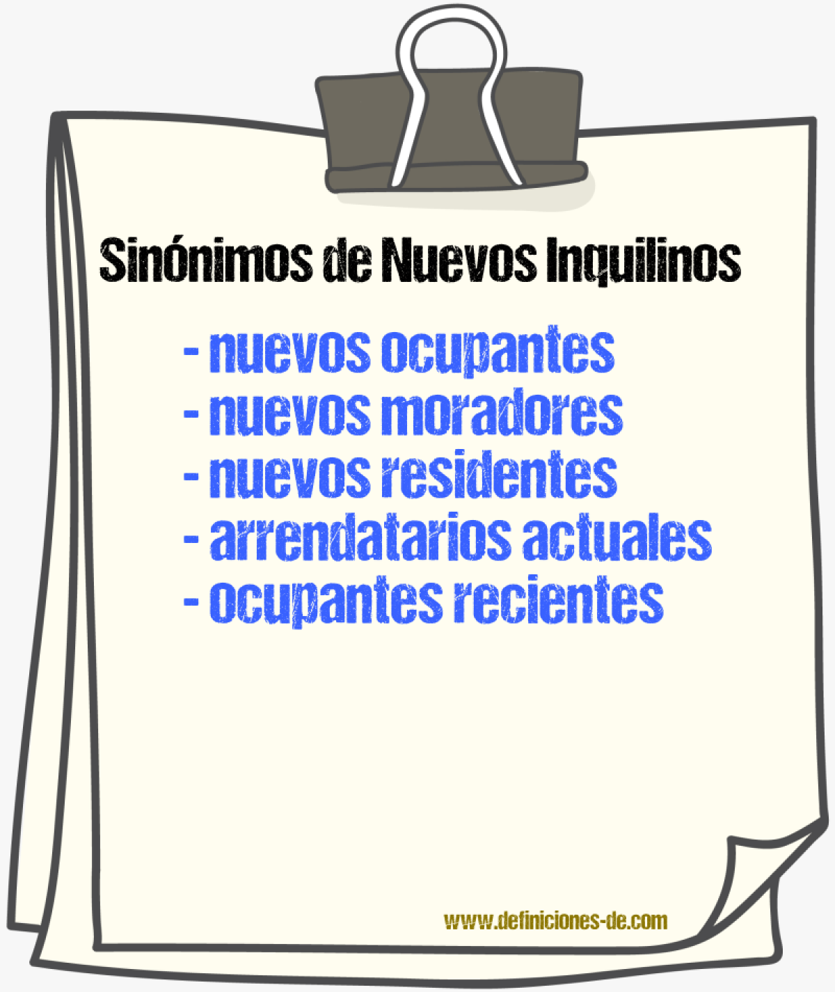 Sinónimos de nuevos inquilinos