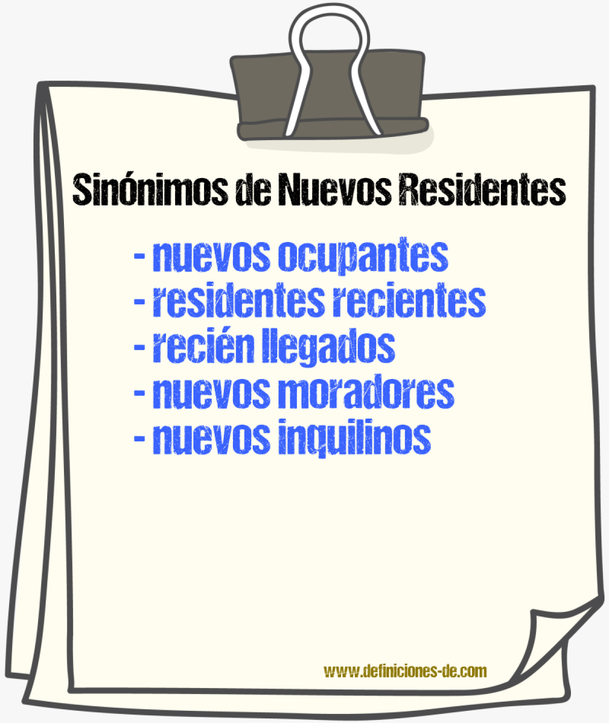 Sinónimos de nuevos residentes