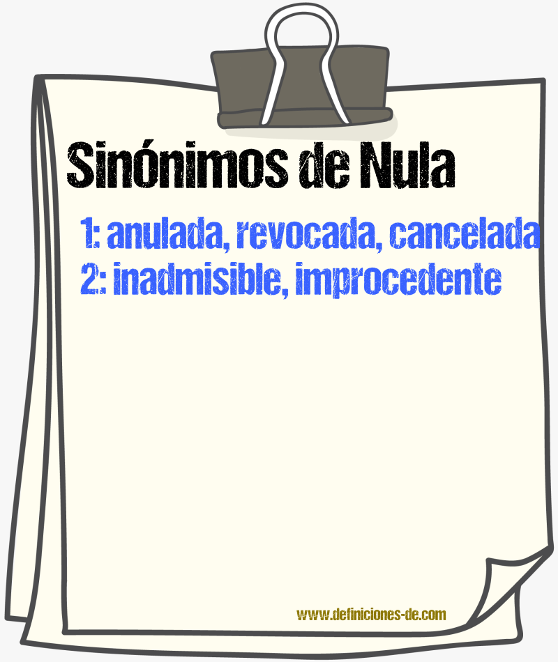 Sinónimos de nula