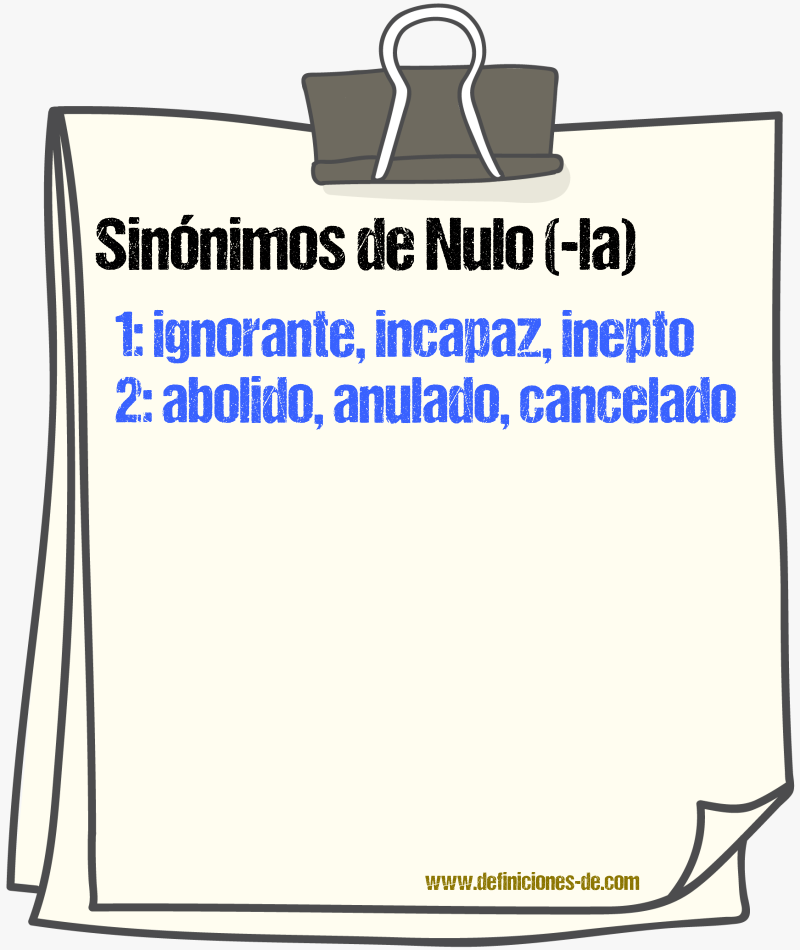 Sinnimos de nulo