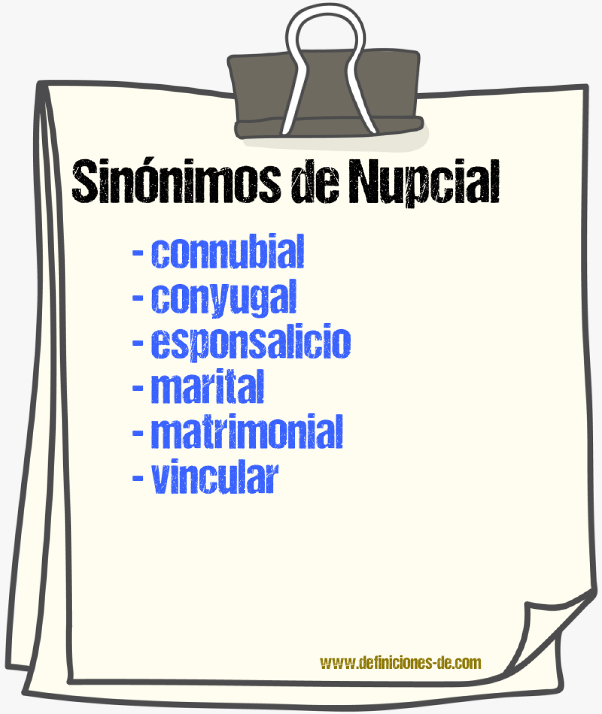 Sinnimos de nupcial