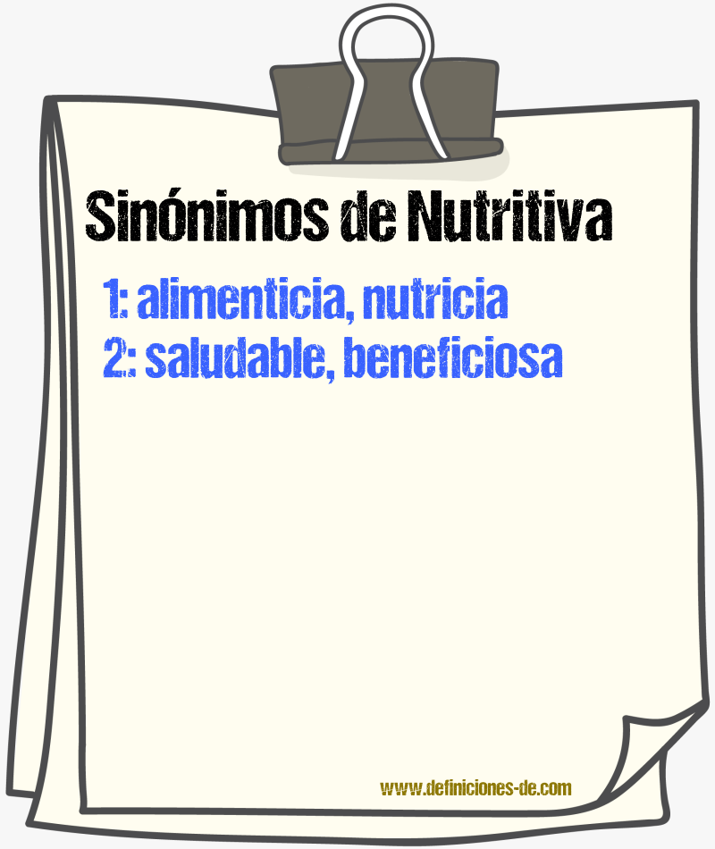 Sinónimos de nutritiva