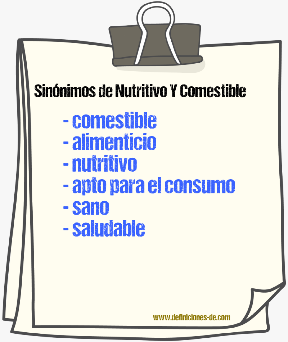 Sinónimos de nutritivo y comestible