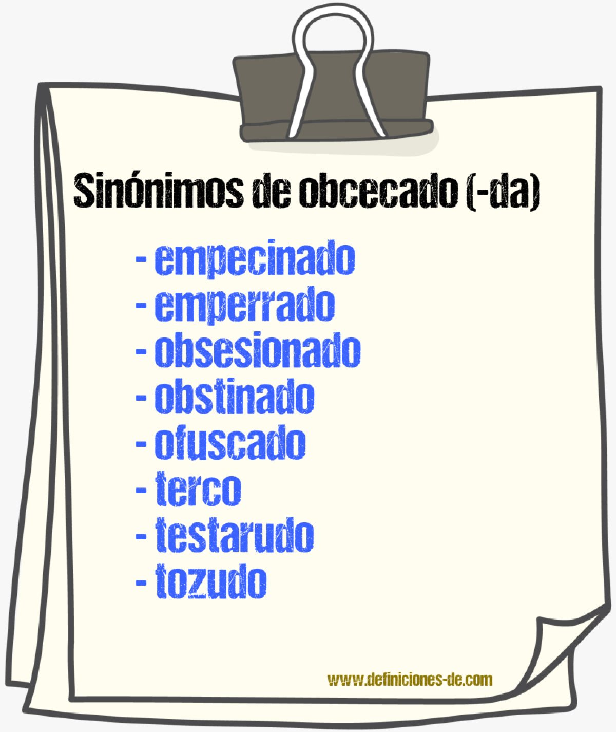 Sinnimos de obcecado