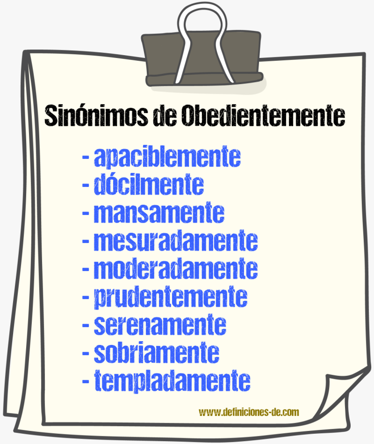 Sinnimos de obedientemente