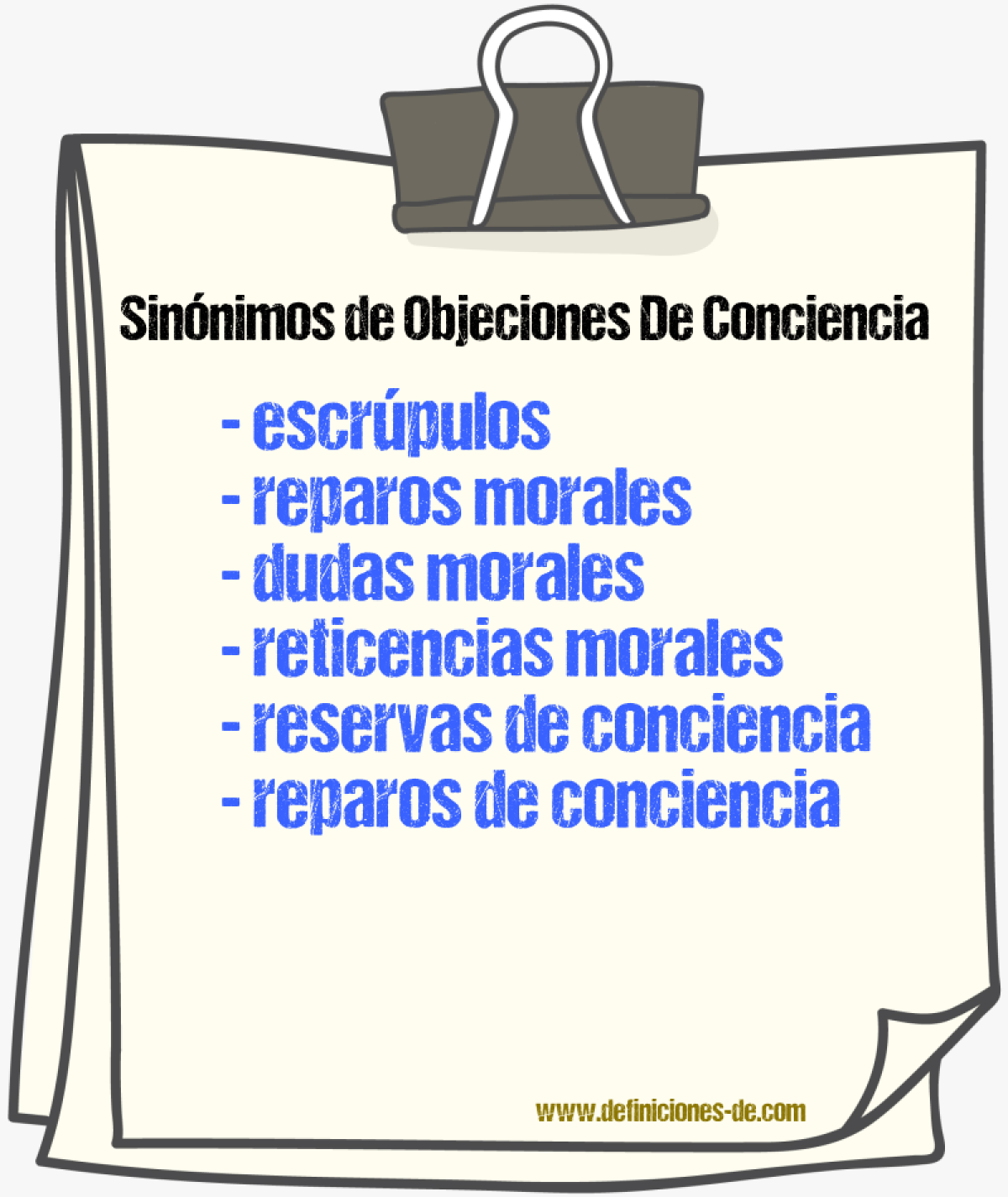 Sinónimos de objeciones de conciencia