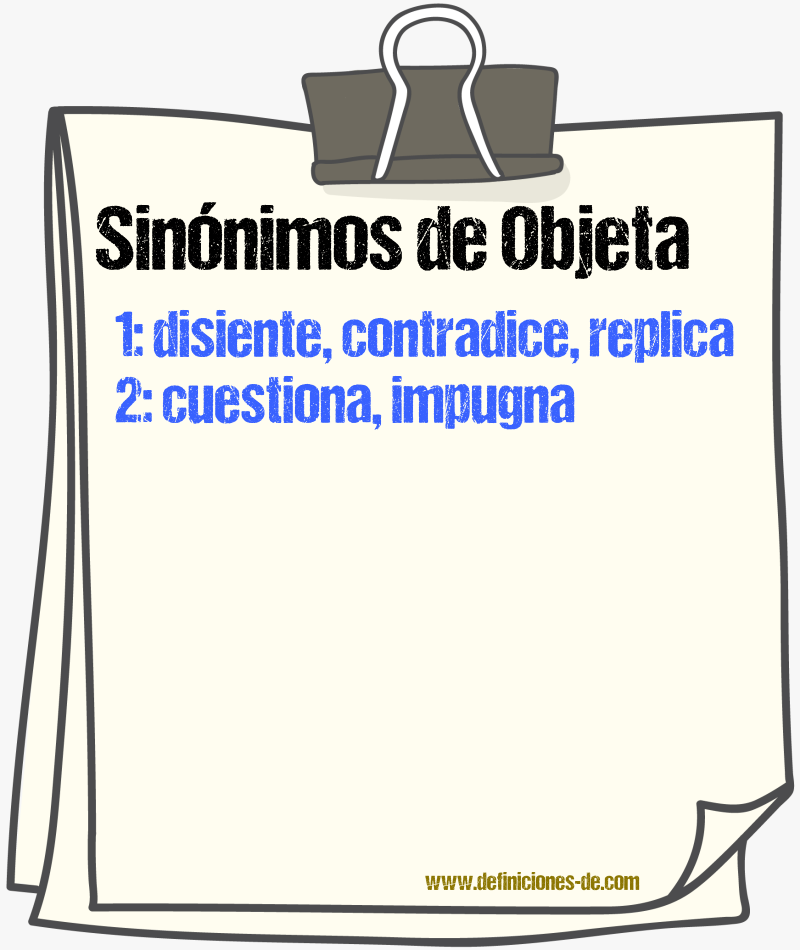 Sinónimos de objeta