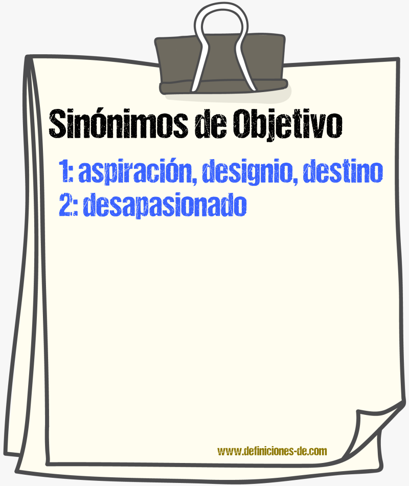 Sinnimos de objetivo