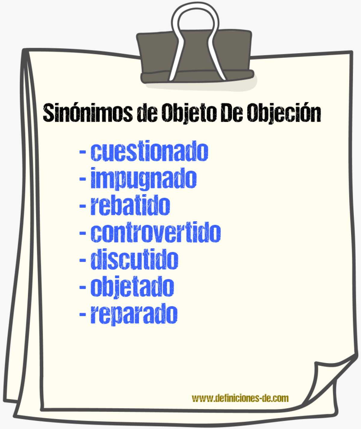 Sinónimos de objeto de objeción